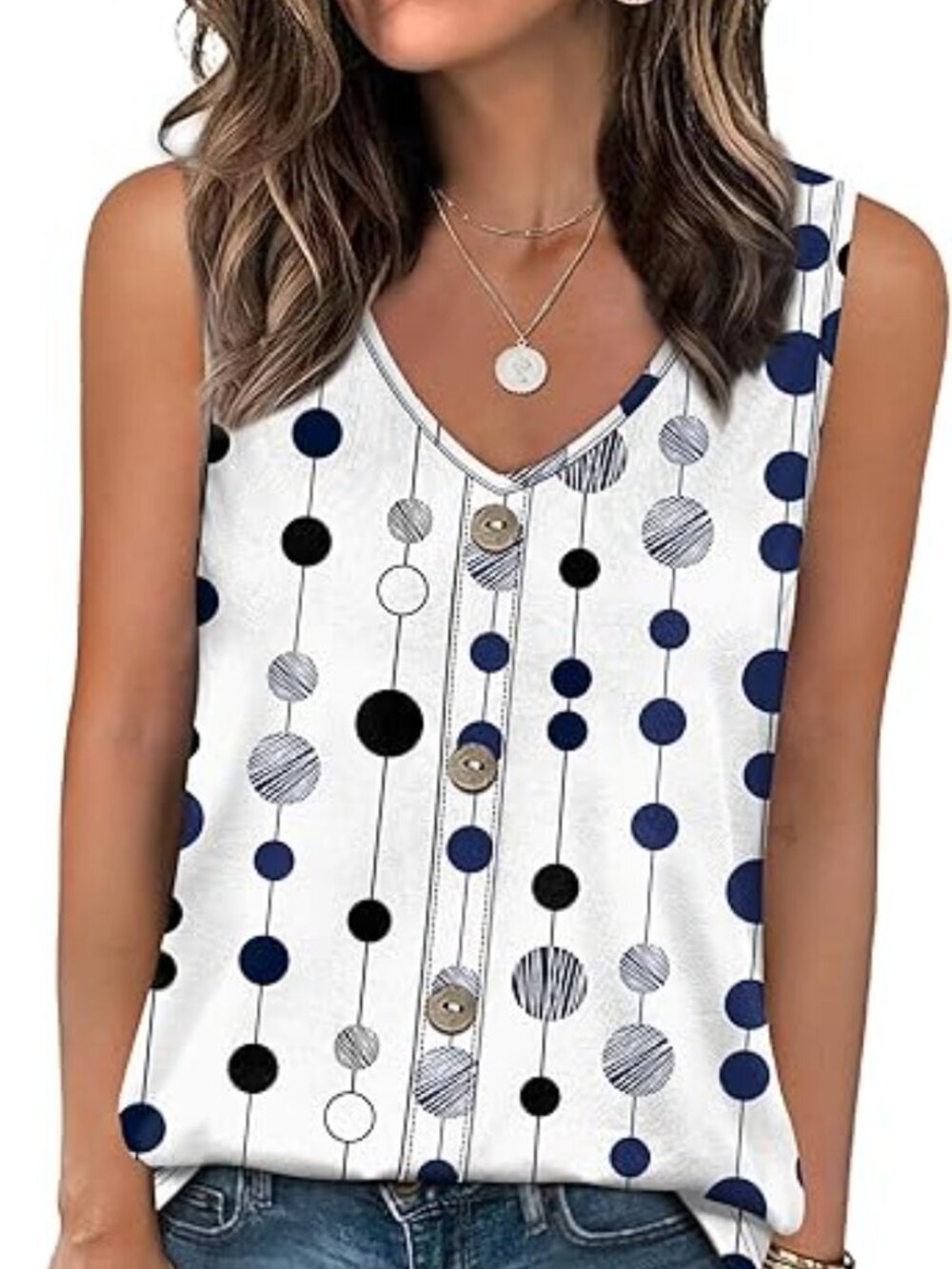 Women's Black Tank Tops Loose Casual Summer Eyelet V Neck Basic Sleeveless Shirt